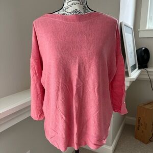Peach boat neck summer weight sweater